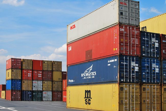 photo for plastic waste export, showing shipping containers