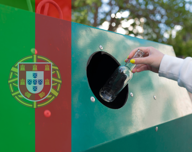 Portugal's Deposit Return Scheme in 2026 - depiction of hand returning bottle in DRS